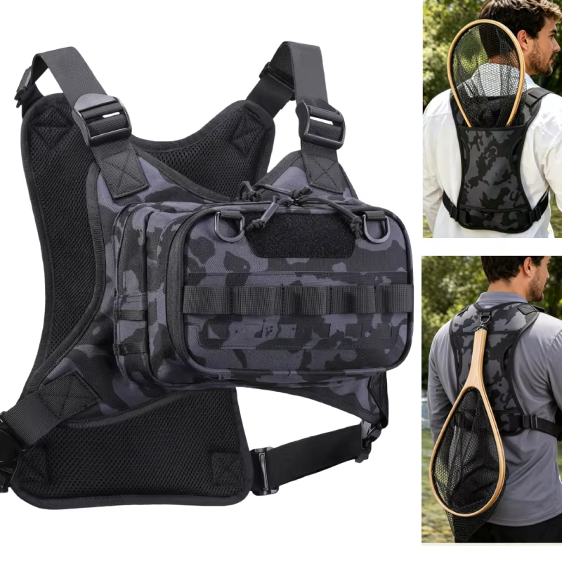 Chaleco de pesca táctico con mochila y bolsillos MOLLE - imagen 4