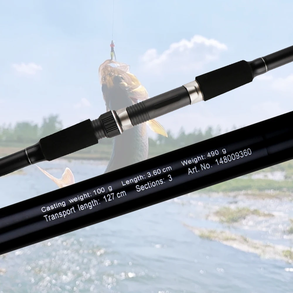 Caña Carpa Viaje 3 Secciones Rollfish Carbono Spinning 3,9m Lance Largo - imagen 2