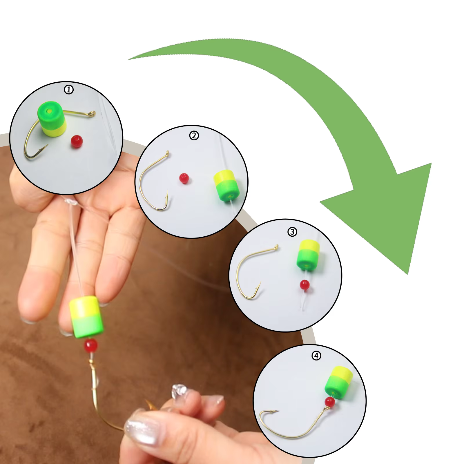 Aparejo Pámpano Flotador Snell Anzuelo Circular Broche Surfcasting - imagen 3