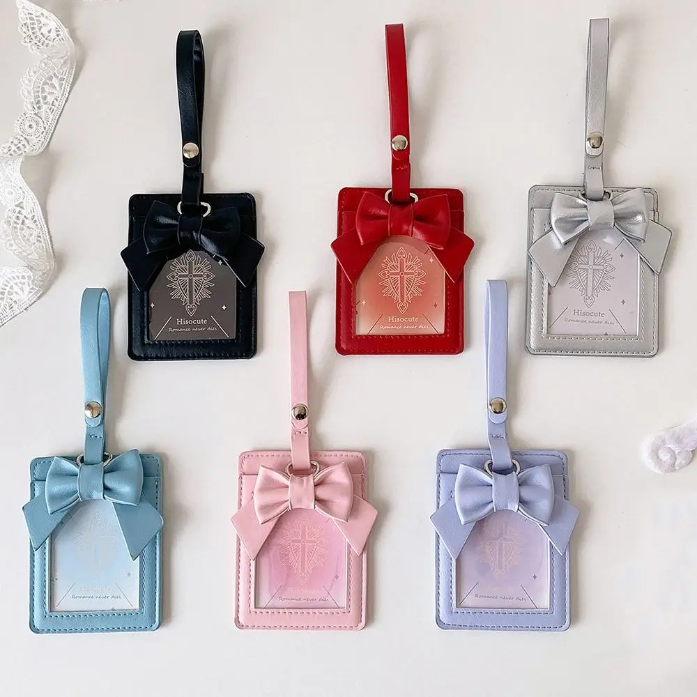 Porta tarjetas de cuero PU con lazo y funda protectora para fotos - imagen 3
