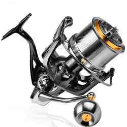 Carrete spinning de lanzado largo con base metálica para agua salada