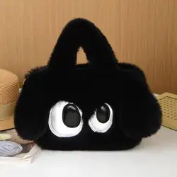 Bolso Bandolera de Peluche con Ojos Grandes para Mujer
