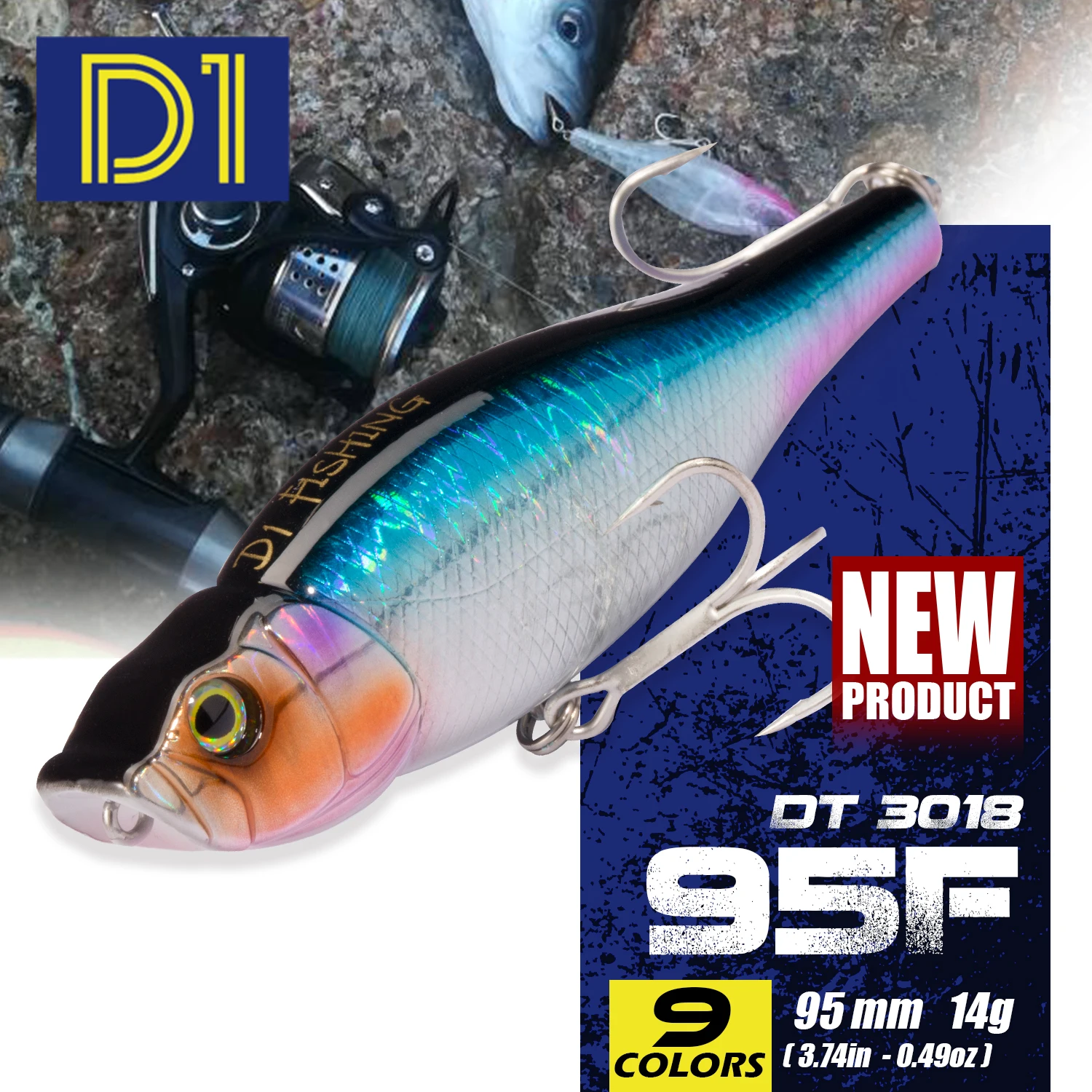 D1 Poppers 95MM 14G Señuelos Topwater Bass con Rattle