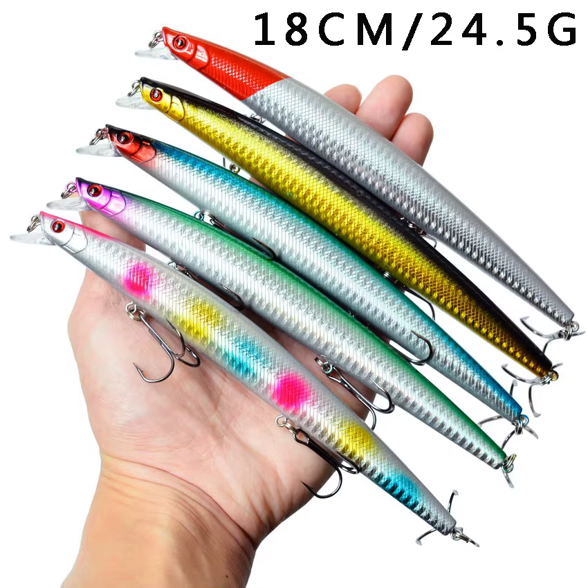 Señuelo Minnow Duro con Anzuelo Triple y Ojos 3D Biónicos - imagen 3