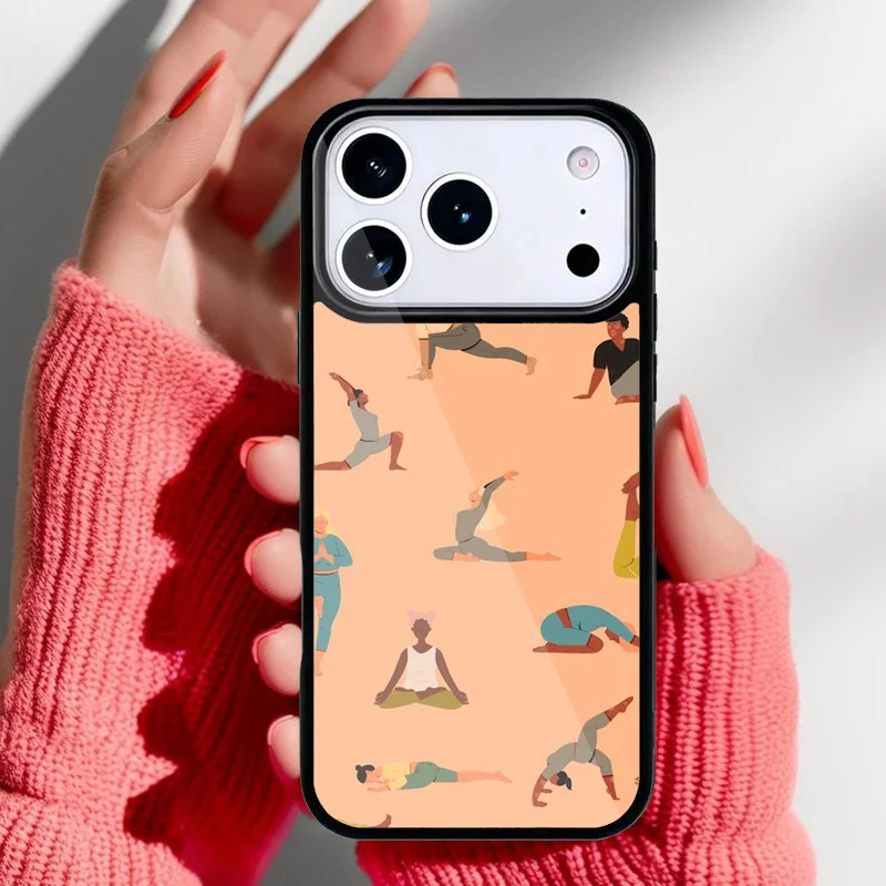 Funda con diseño Namaste sunset mostrando el detalle del atardecer y la postura de yoga