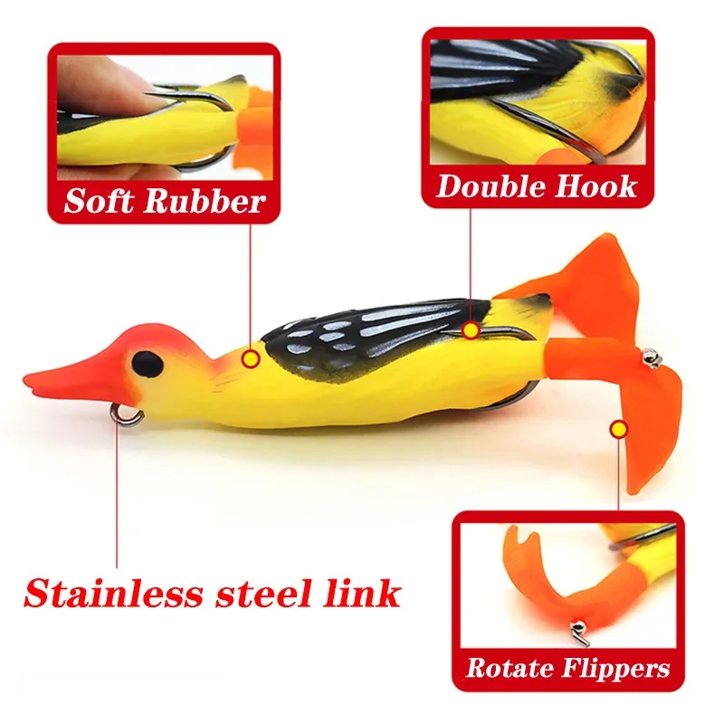 Señuelo Patito Topwater Doble Hélice Flotante para Lubina y Bagre - imagen 3