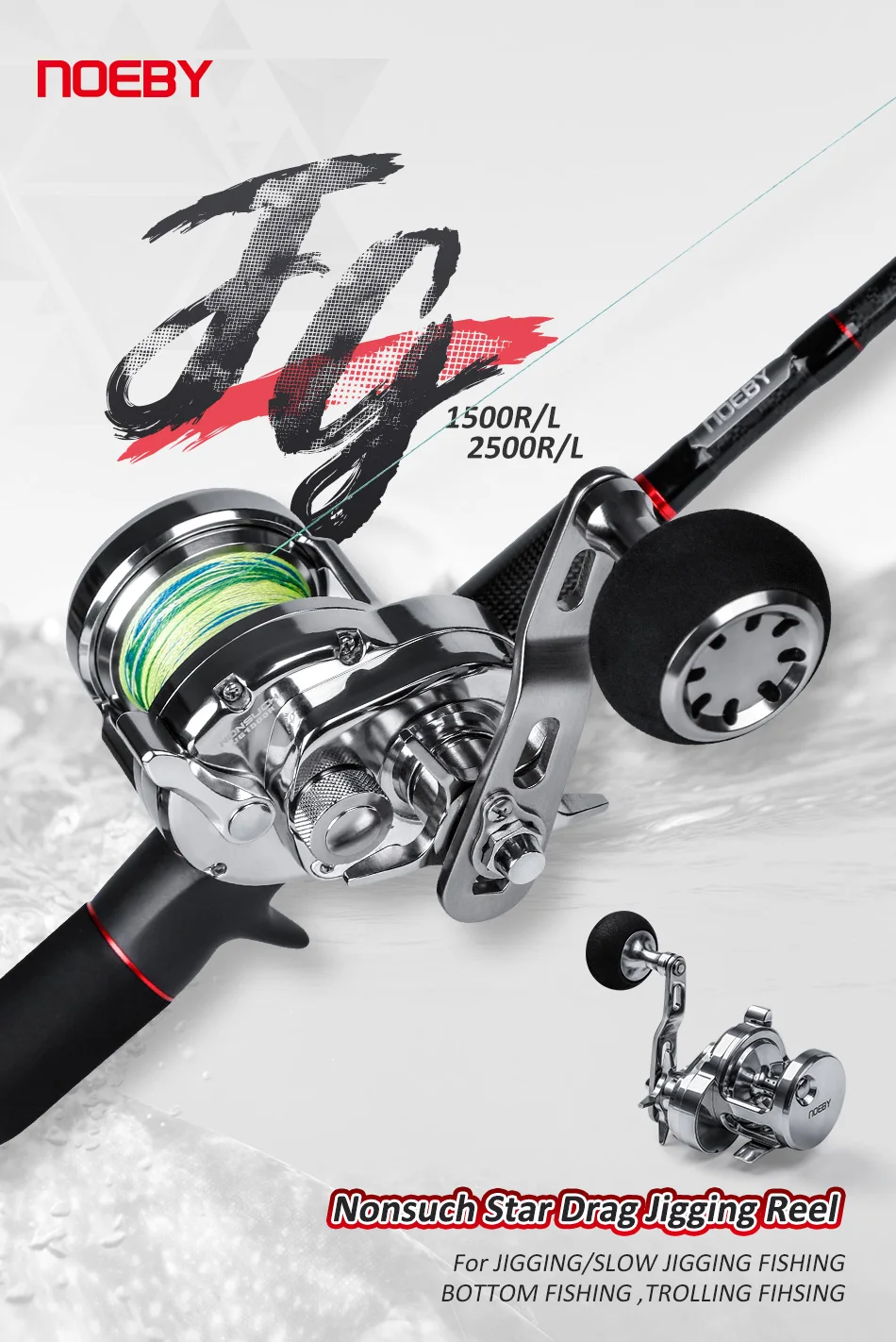Carrete NOEBY para slow jigging en uso