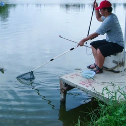 Red de pesca plegable ultraligera con mango telescópico de aluminio