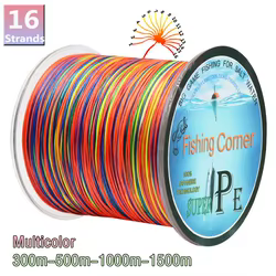 Hilo multifilamento PE 16 hebras multicolor para pesca