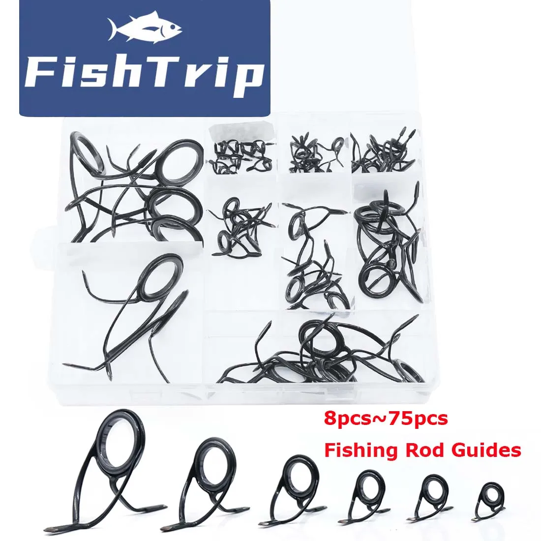 Kit guías FishTrip – Acero inoxidable doble pie para reparación de caña - imagen 3