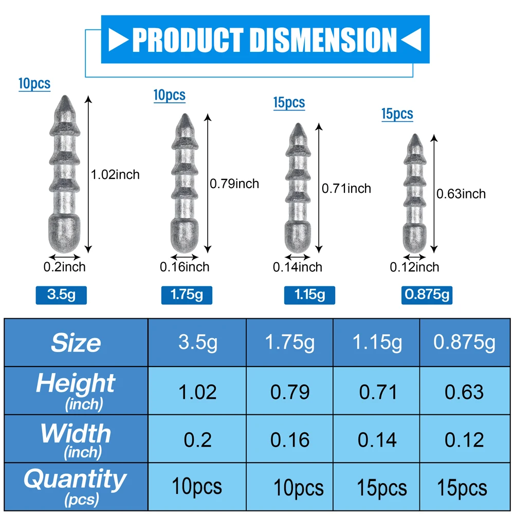 Plomos Drop Shot para Lubina – Kit Inserción con Varios Pesos - imagen 2