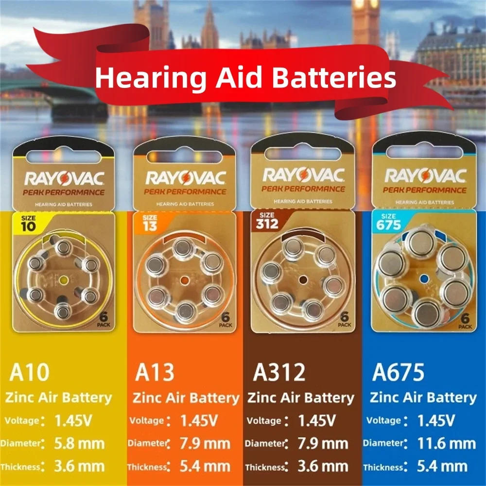 Baterías para audífonos zinc Rayovac Peak A10 A13 A312 A675 - imagen 5