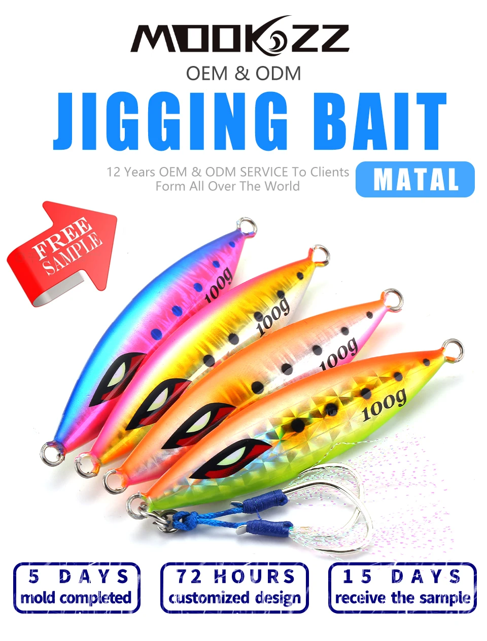 Señuelo de jigging MOOKZZ en color azul
