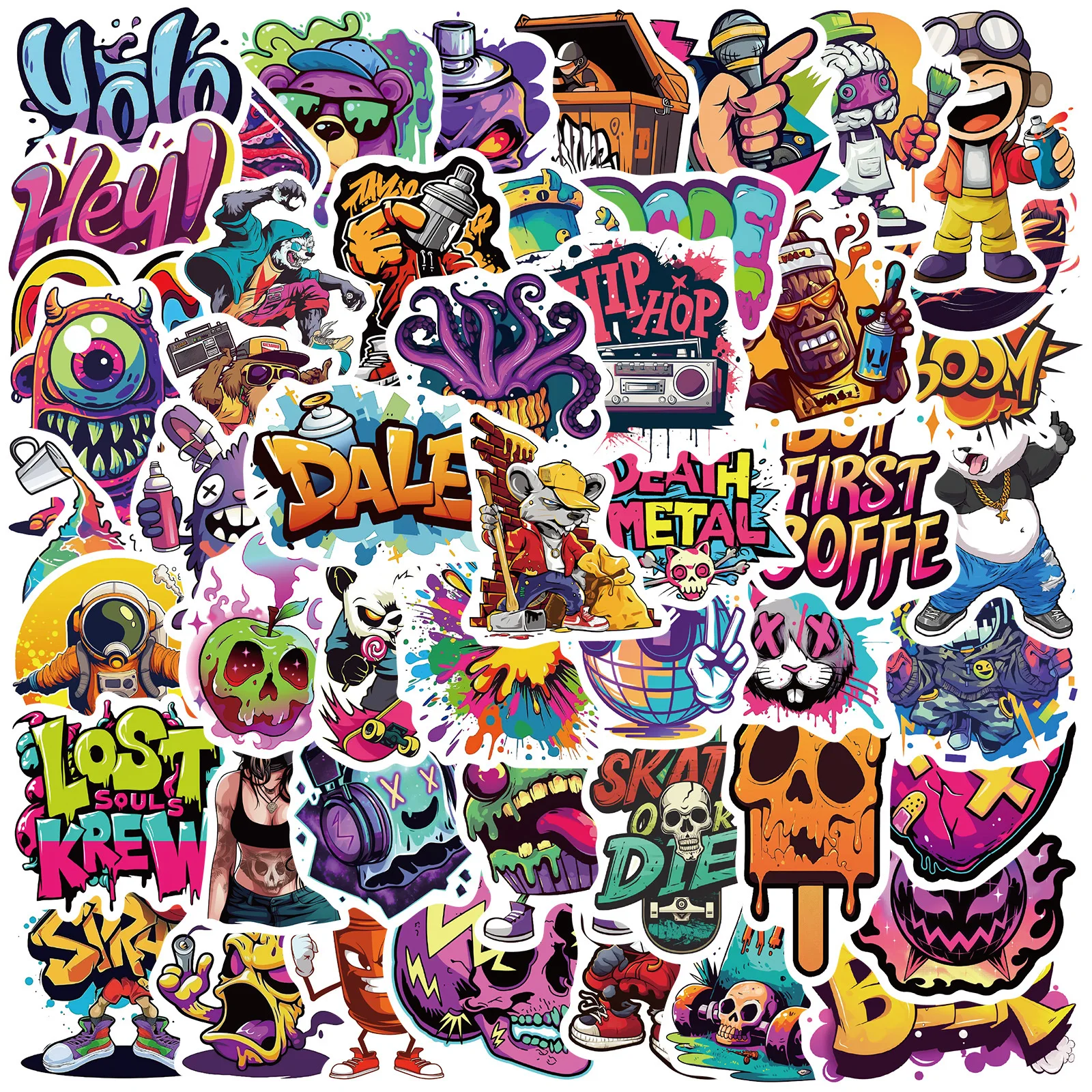 Pegatinas graffiti Spray – Dibujos animados impermeables para móvil