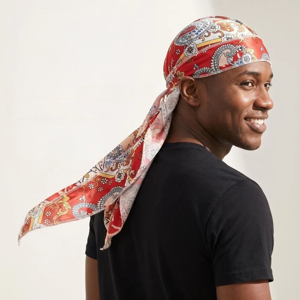 Hijab paisley pre-atado elástico de seda durag ajustable - imagen 3