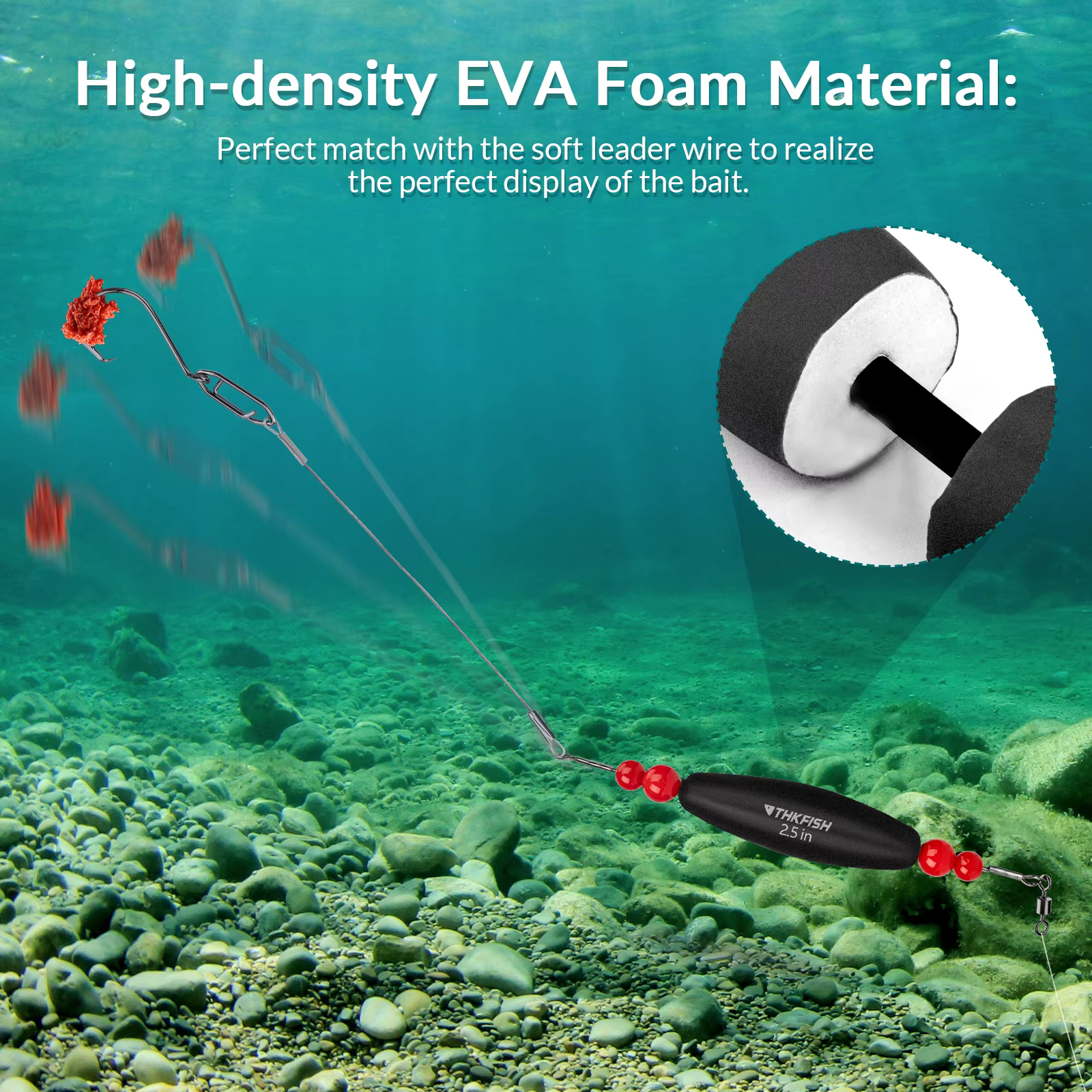 THKFISH Flotador deslizante de EVA para siluro con anzuelo circular - imagen 5