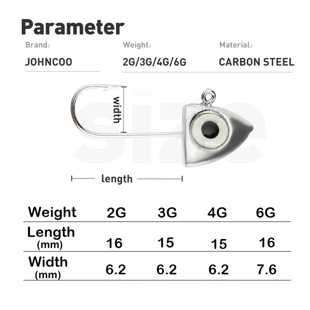 Mini jig head con ojos 3D luminosos para crappie y vinilo - imagen 4