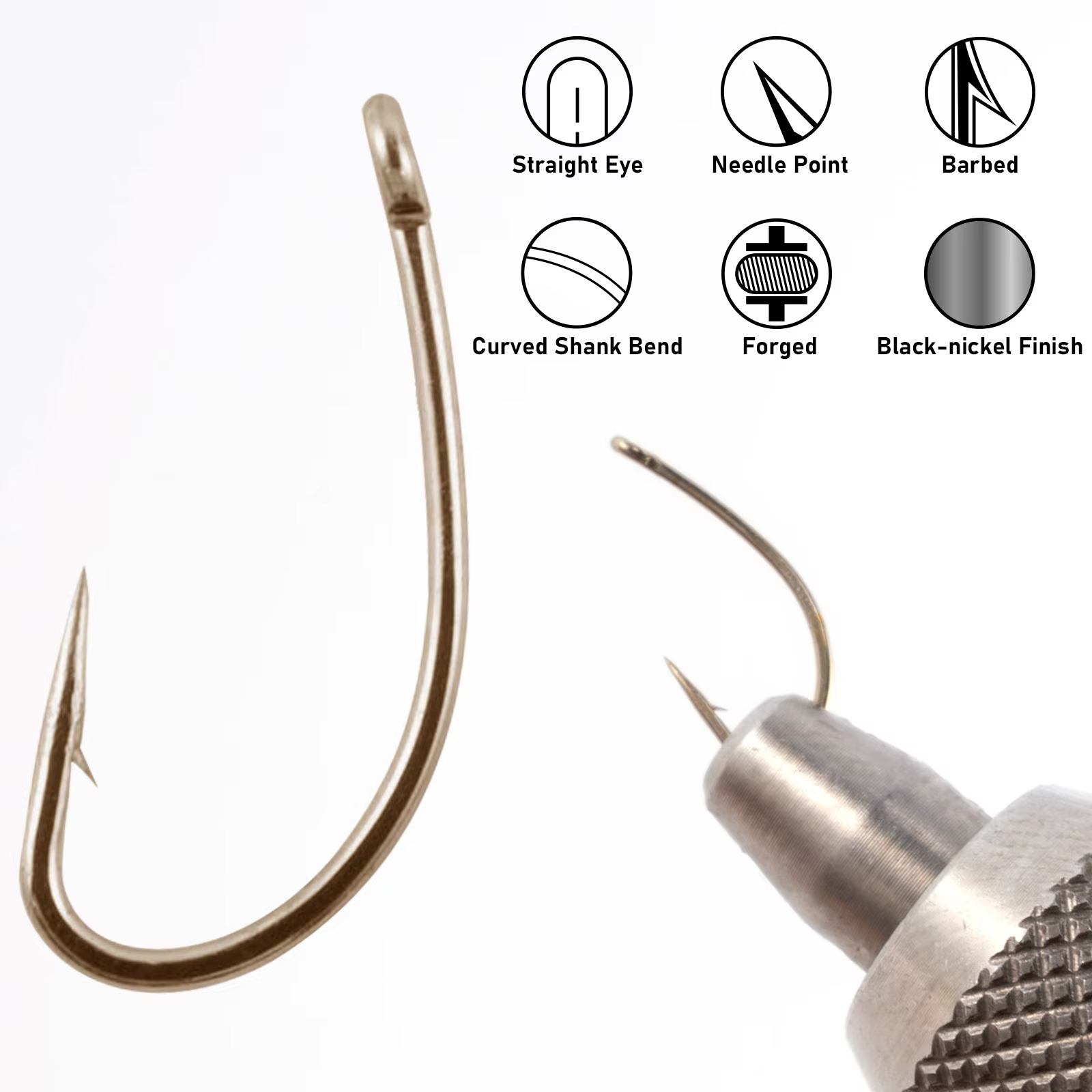 Variedad de anzuelos curvos para fly tying