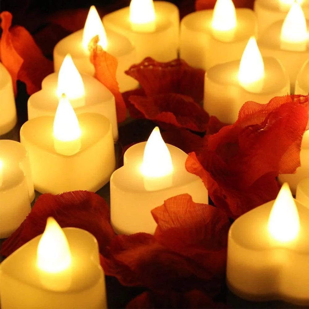 Vela LED sin llama forma corazón – Decoración eléctrica a pilas