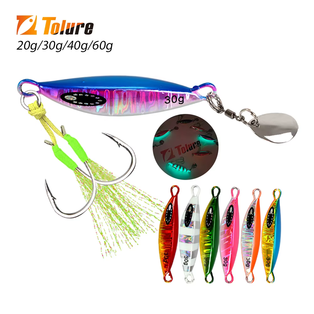 TOLU 2024 Spin Tail Metal Jig – Señuelo vibra 20-60g para lubina