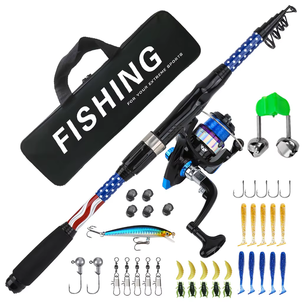 Caña Telescópica Kit Pesca Completo con Carrete y Señuelos - imagen 5