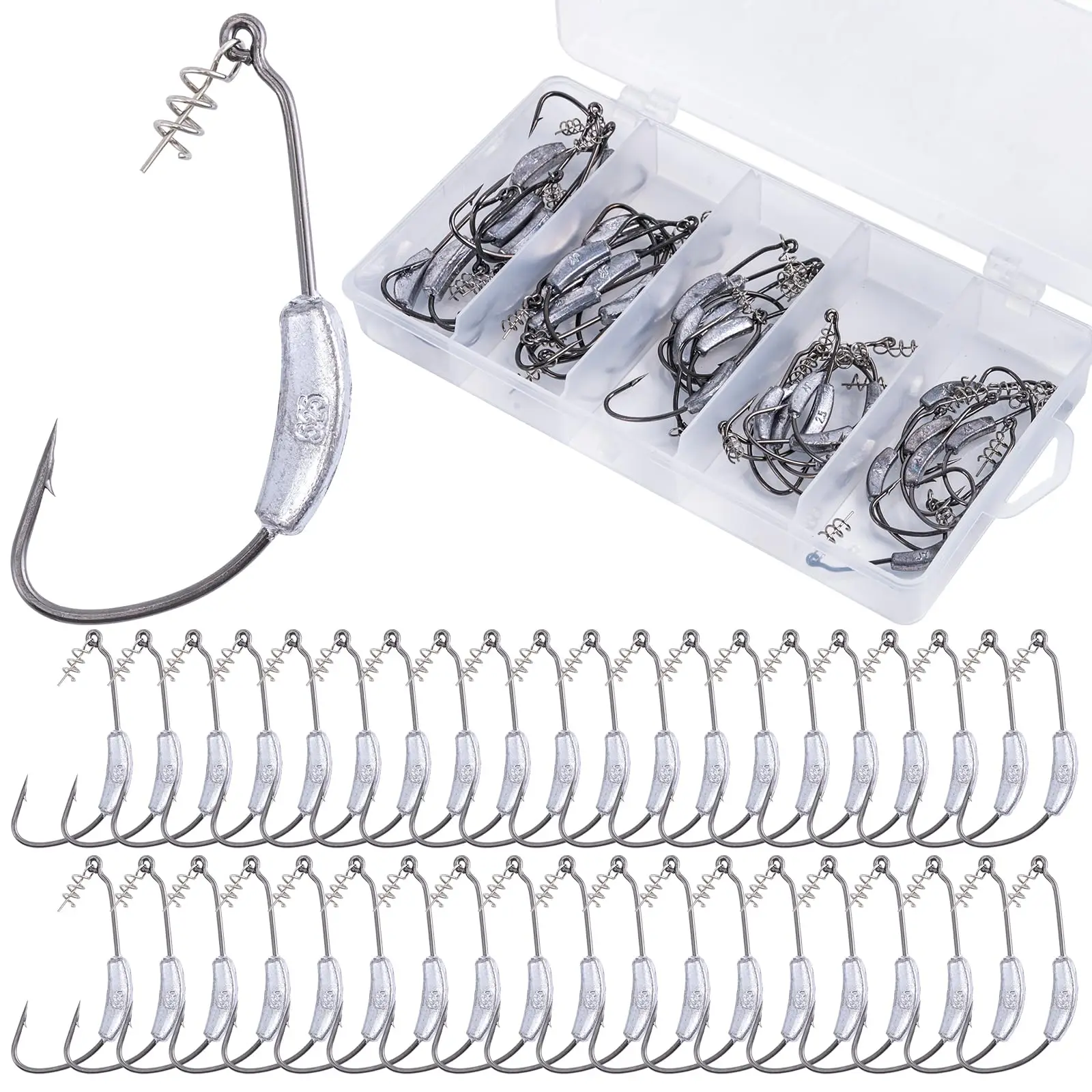 Pack de cabezas jig con anzuelo barbed para pesca