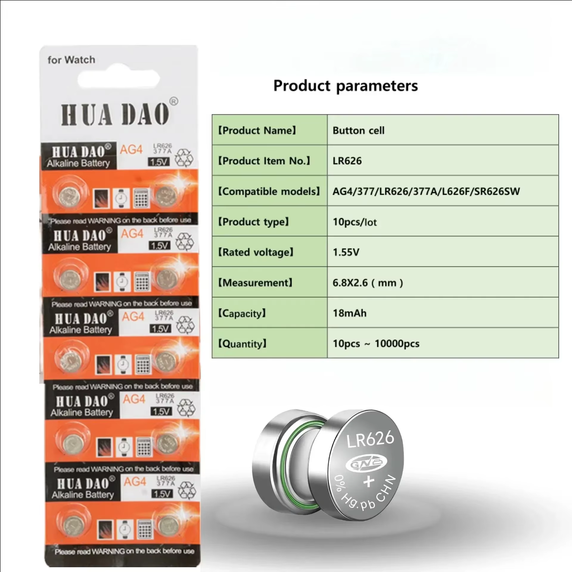 Medidas y formato de la pila