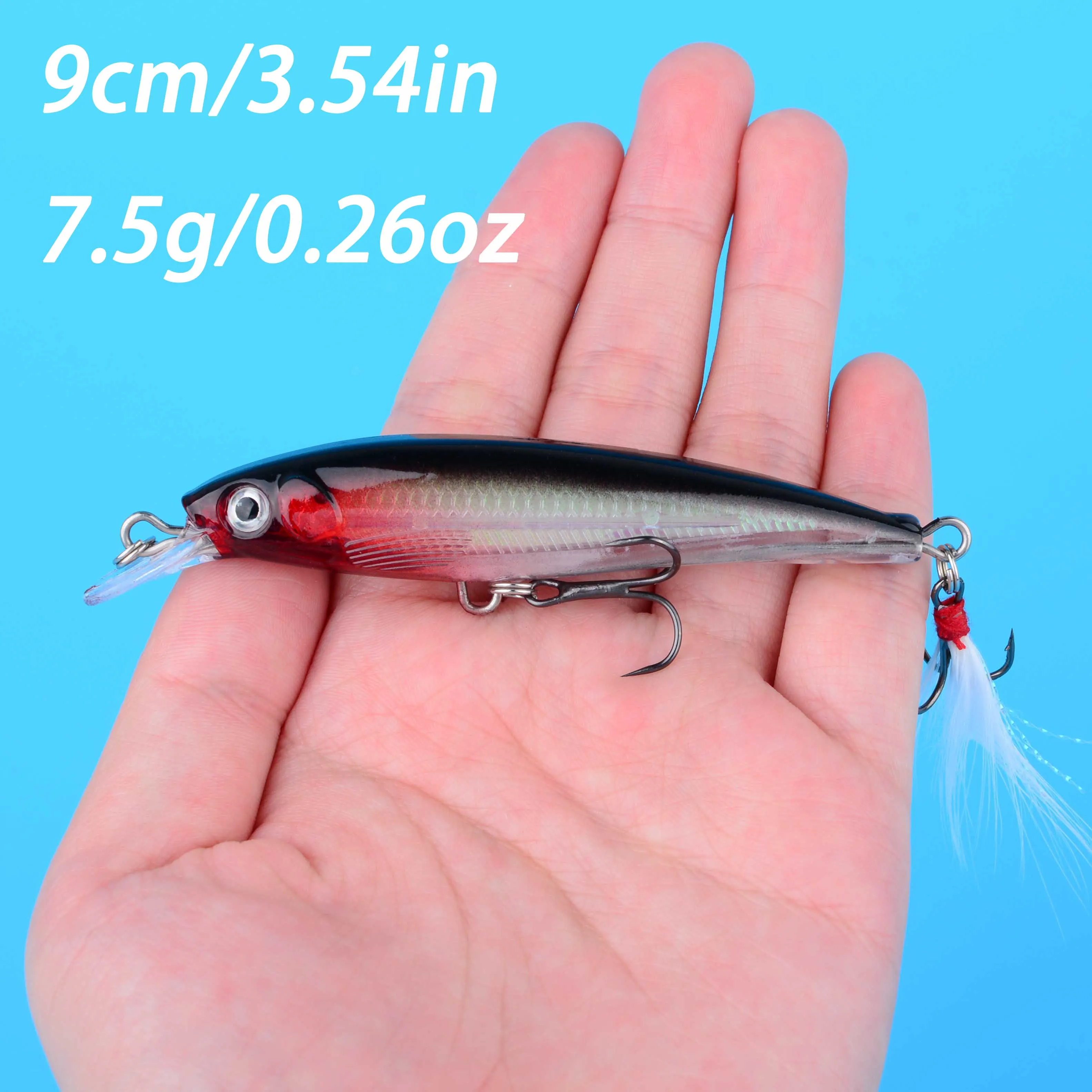 Minnow Wobbler con anzuelos de plumas Crankbait Swimbait