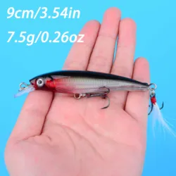 Minnow Wobbler con anzuelos de plumas Crankbait Swimbait