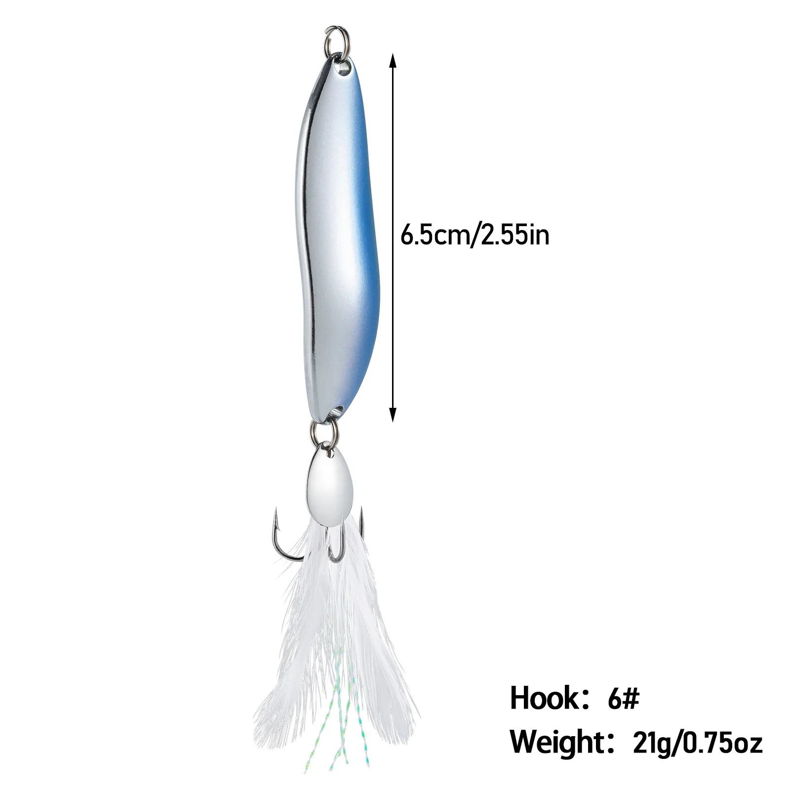 Lure showing detailed S-shaped design and feather tail construction
