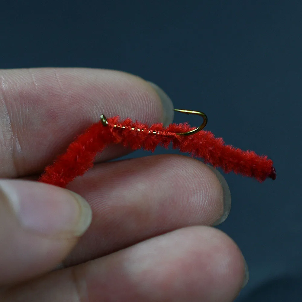 Moscas para salmón Juan Worms tipo pupa con rayas rojas - imagen 3