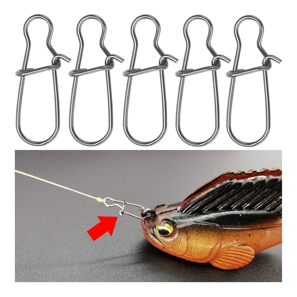 Mosquetón clip giratorio acero inoxidable para pesca