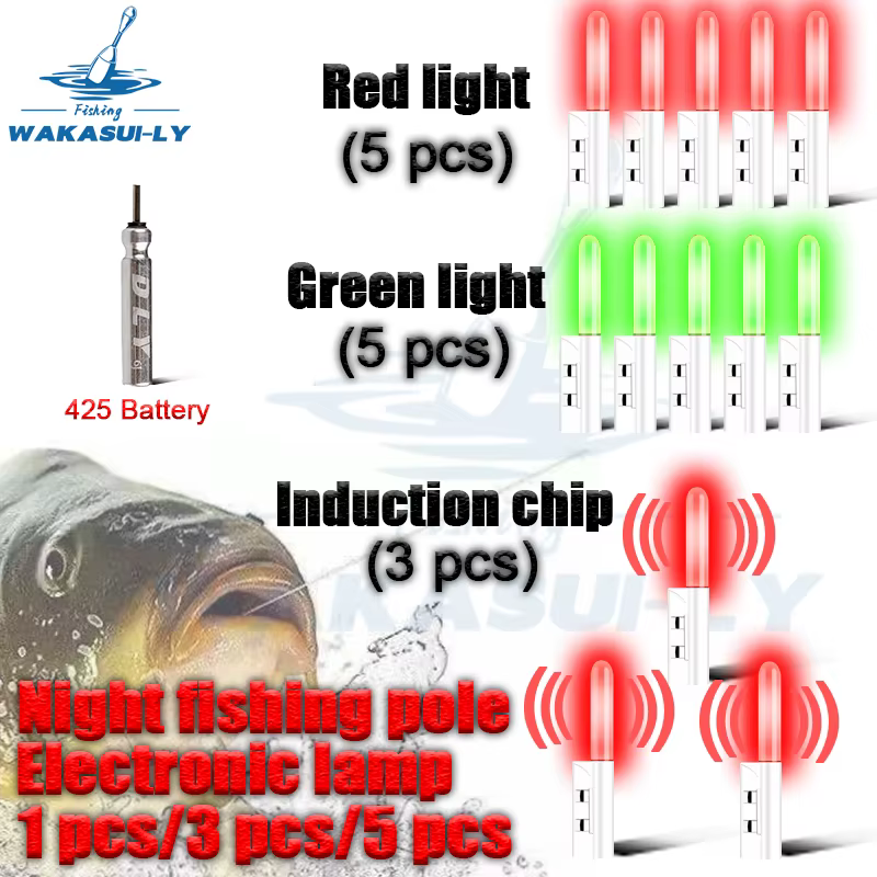 Luz de pesca nocturna verde con sensor de gravedad – Impermeable