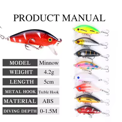 Señuelos Minnow 5 cm Superficie para Trucha de Mar y Perca