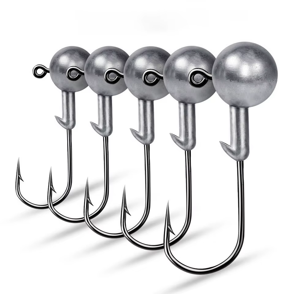 Anzuelos jig head con púas para vinilo – Agua salada