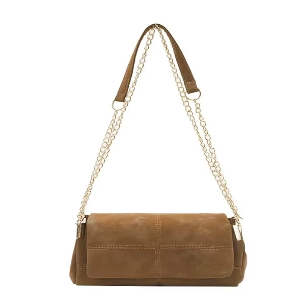Bolso bandolera mujer de cuero suede con cadena – Gran - imagen 3