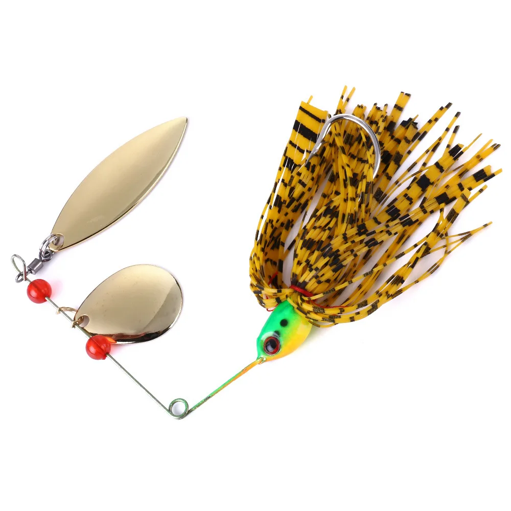 Spinnerbait de metal para lucio con cuchara y doble anzuelo giratorio - imagen 5