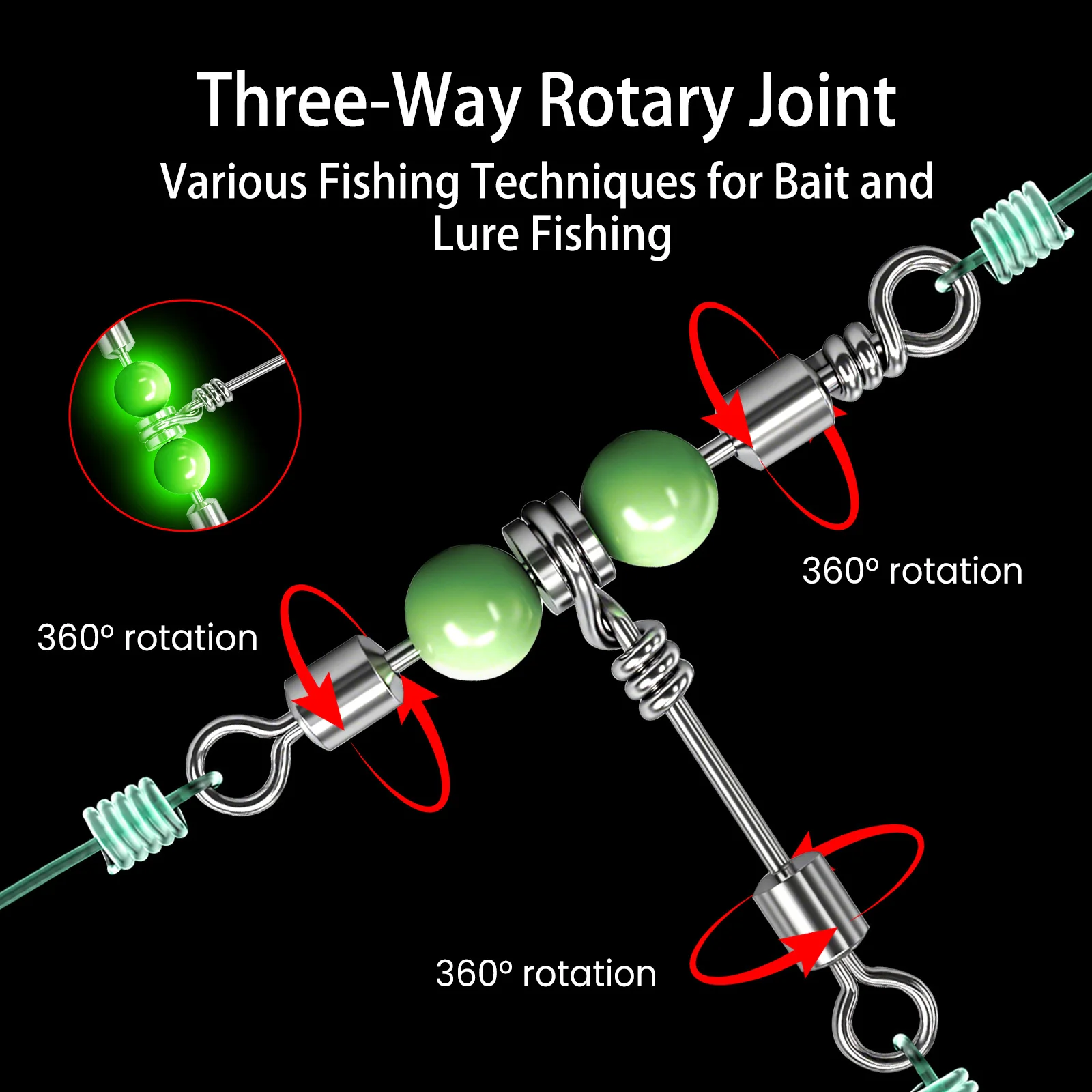 FishTrip eslabones giratorios 3 vías con cuentas luminosas - imagen 3