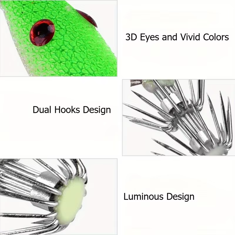 Set de 7 señuelos luminosos para calamar