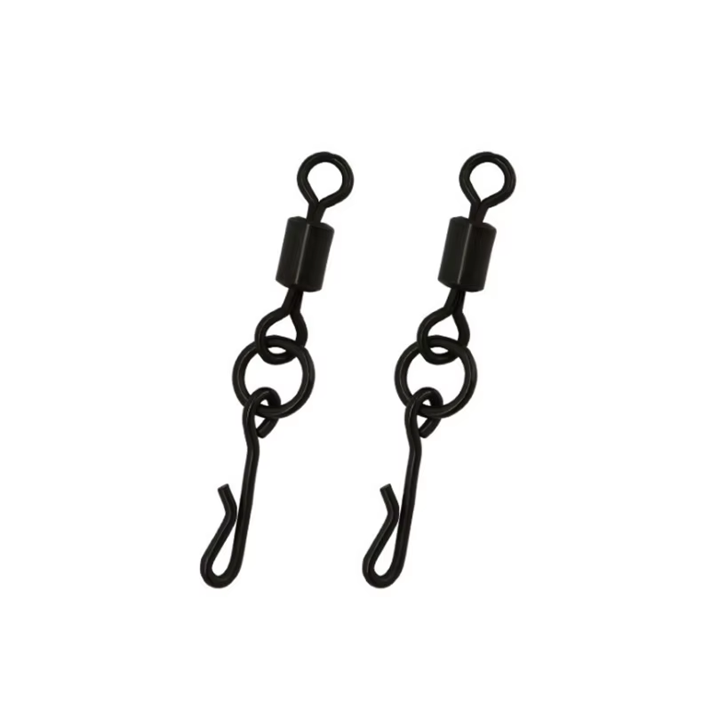 Conectores giratorios negros mate anillos sólidos mosquetones Q carpa