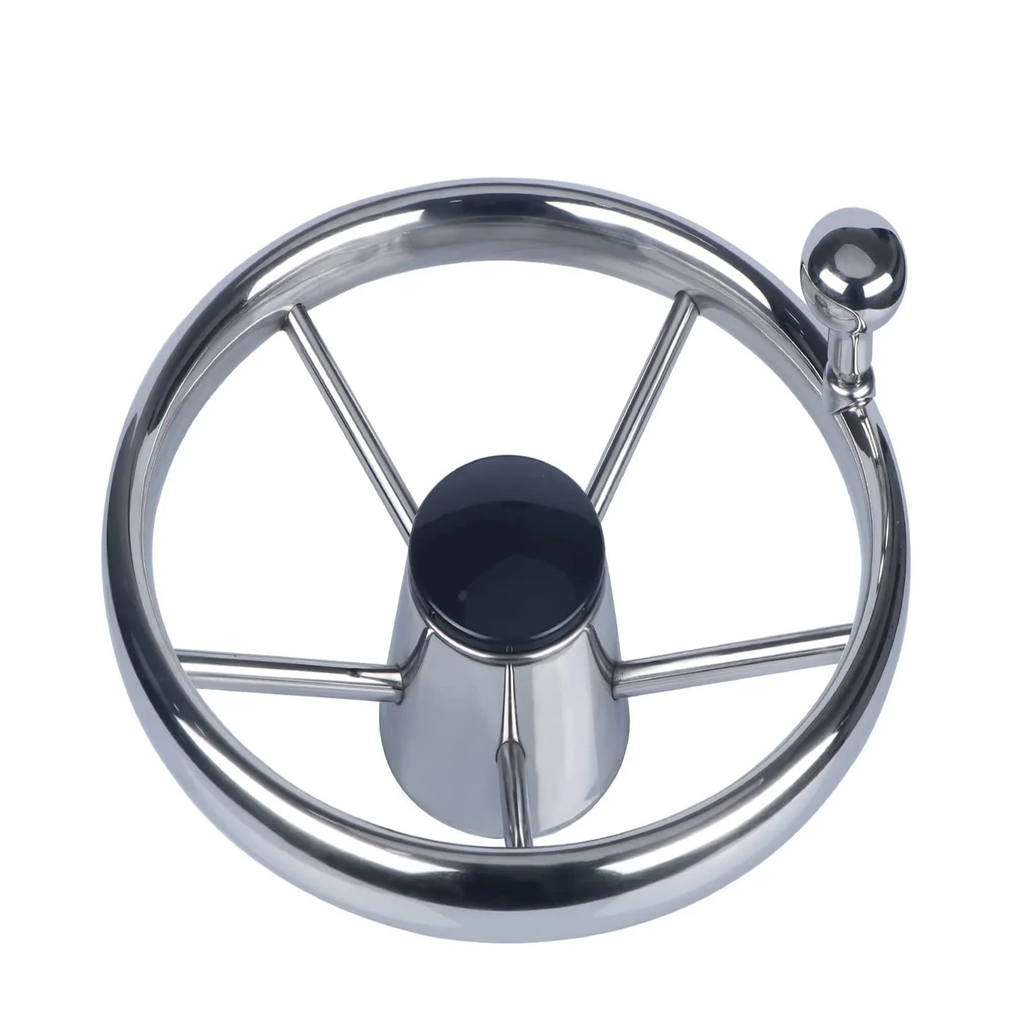 Volante de acero inoxidable para yate espejo perilla control - imagen 4