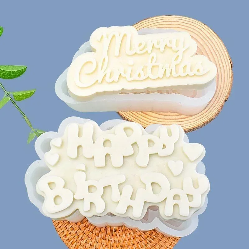 Molde de silicona Feliz Cumpleaños y Navidad para velas de aromaterapia - imagen 2