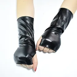 Guantes sin dedos punk brillantes en imitación de cuero para cosplay