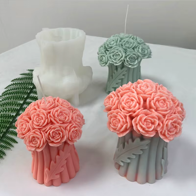 Molde de silicona blanco ramo de rosas