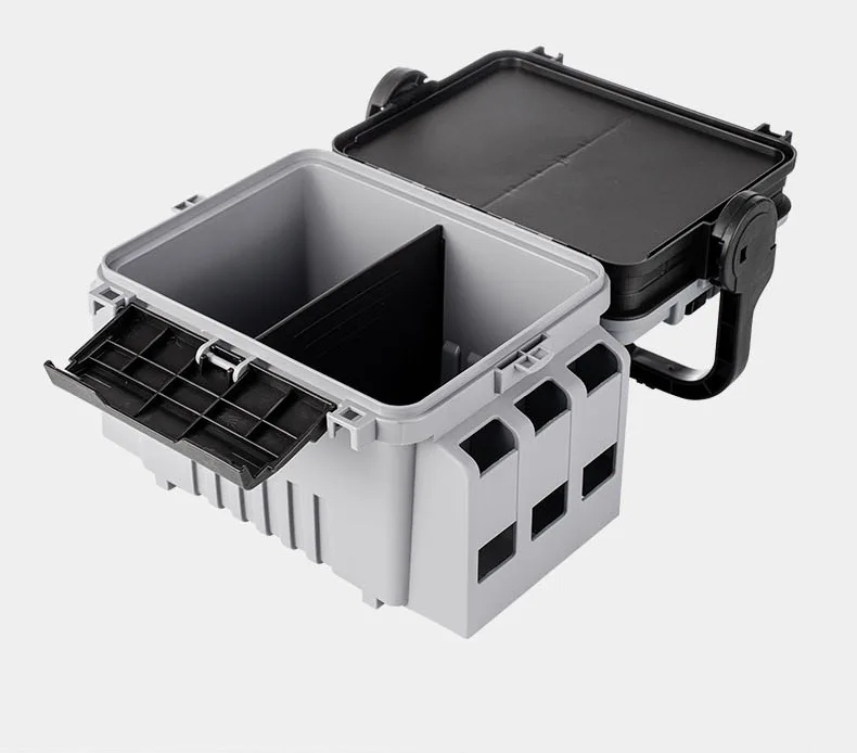 Caja abierta mostrando organización de señuelos