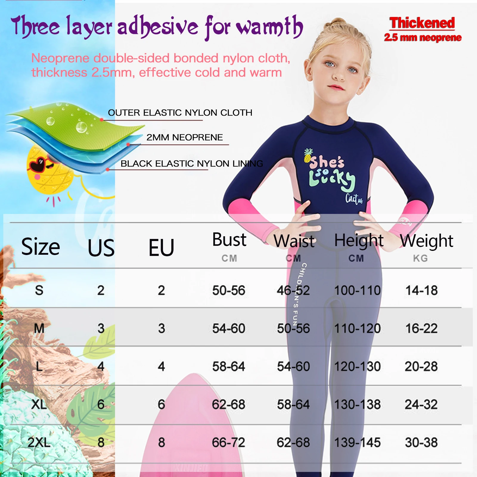 Traje de buceo para niños AMUR LEOPARD de neopreno manga larga