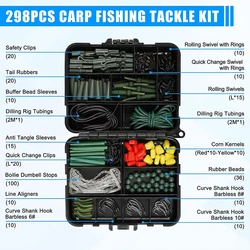 Kit montajes preatados para carpa con anzuelos, clips y eslabones