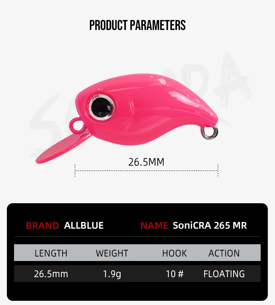 Señuelo ALLBLUE SoniCRA MR colores disponibles