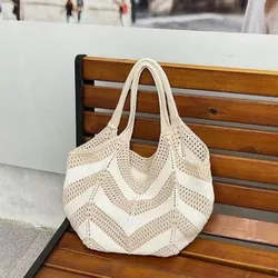 Bolso de playa bohemio tejido a mano de gran capacidad