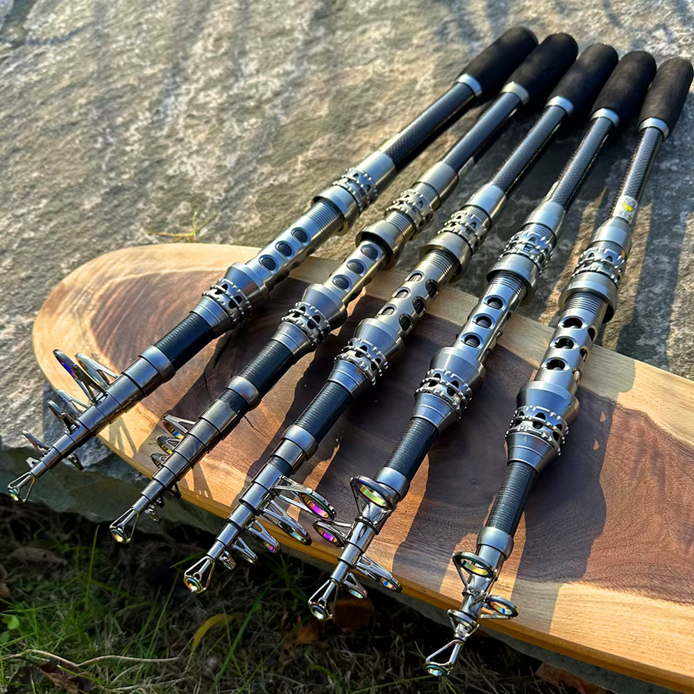 Caña Telescópica Carbono Ghotda Mini para Pesca en Mar con Carrete